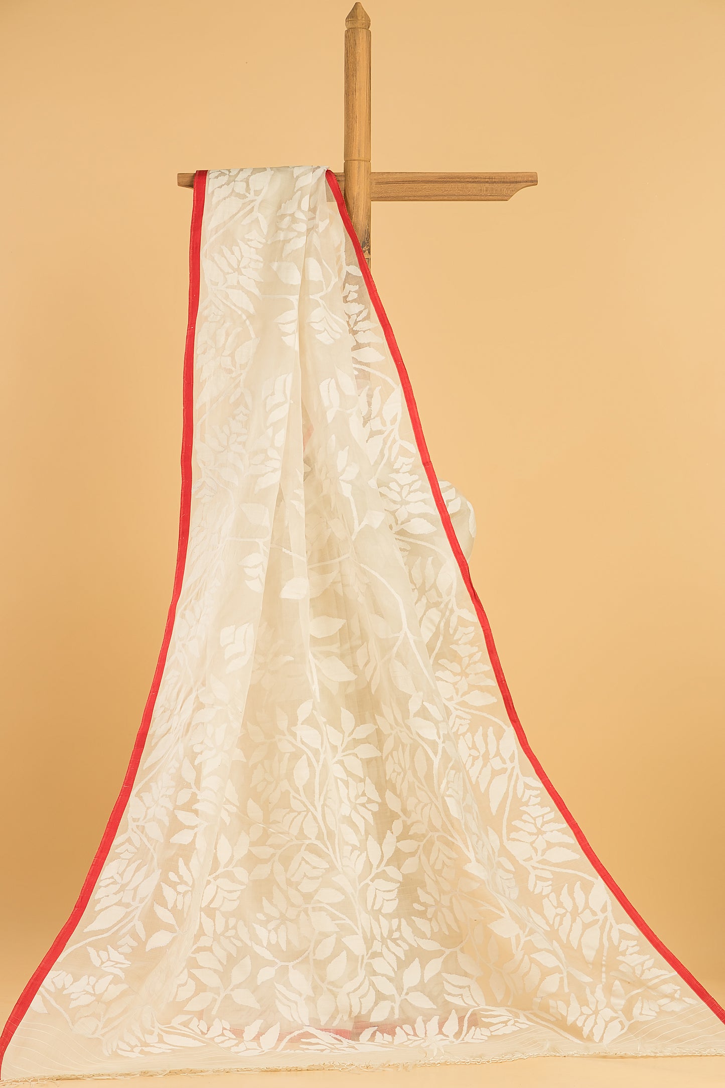 Hand Made Jamdani Saree With Powder White - 071