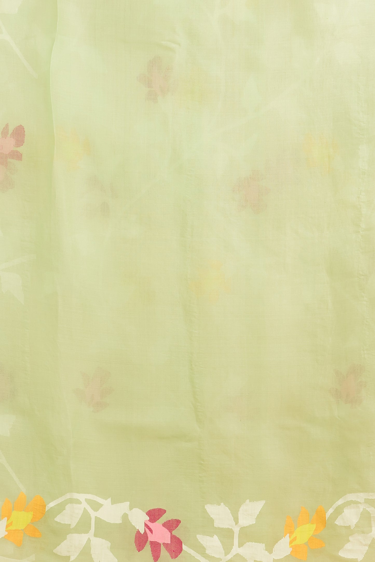Hand Made Jamdani Saree With Corn Yellow - 070