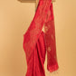 Hand Made Jamdani Saree With Passion Red - 078