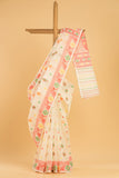 Hand Made Jamdani Saree With Ivory White - 083