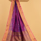 Hand Made Jamdani Saree With Shaded Grape Purple - 085