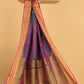 Hand Made Jamdani Saree With Shaded Wine Purple - 086