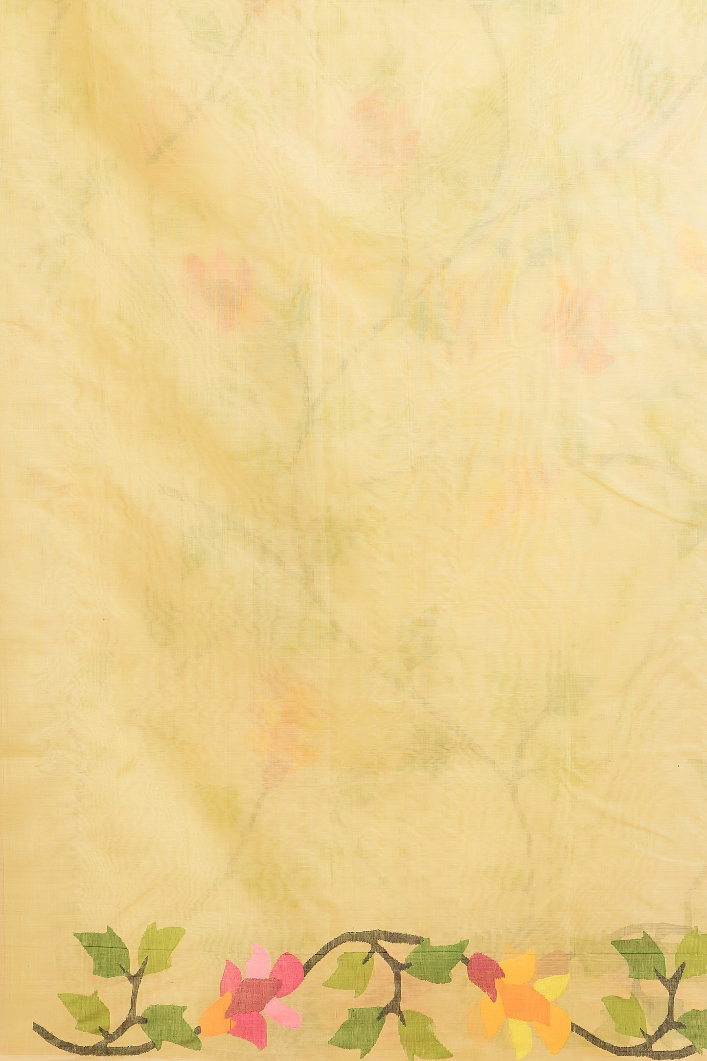 Hand Made Jamdani Saree With Corn Yellow - 069