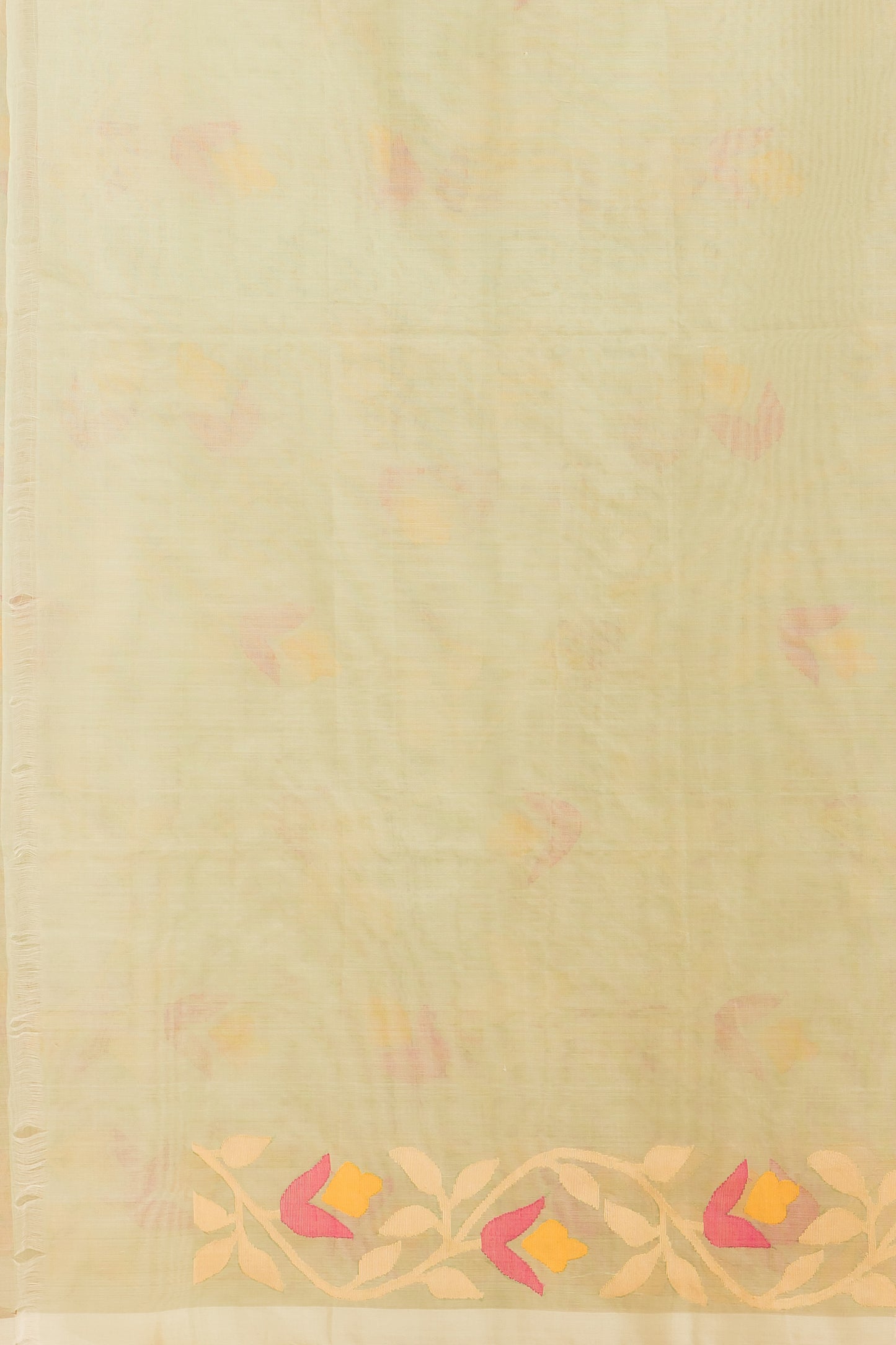 Hand Made Jamdani Saree With Tea Green - 044