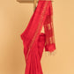 Hand Made Jamdani Saree With Imperial Red - 090