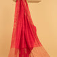 Hand Made Jamdani Saree With Imperial Red - 090