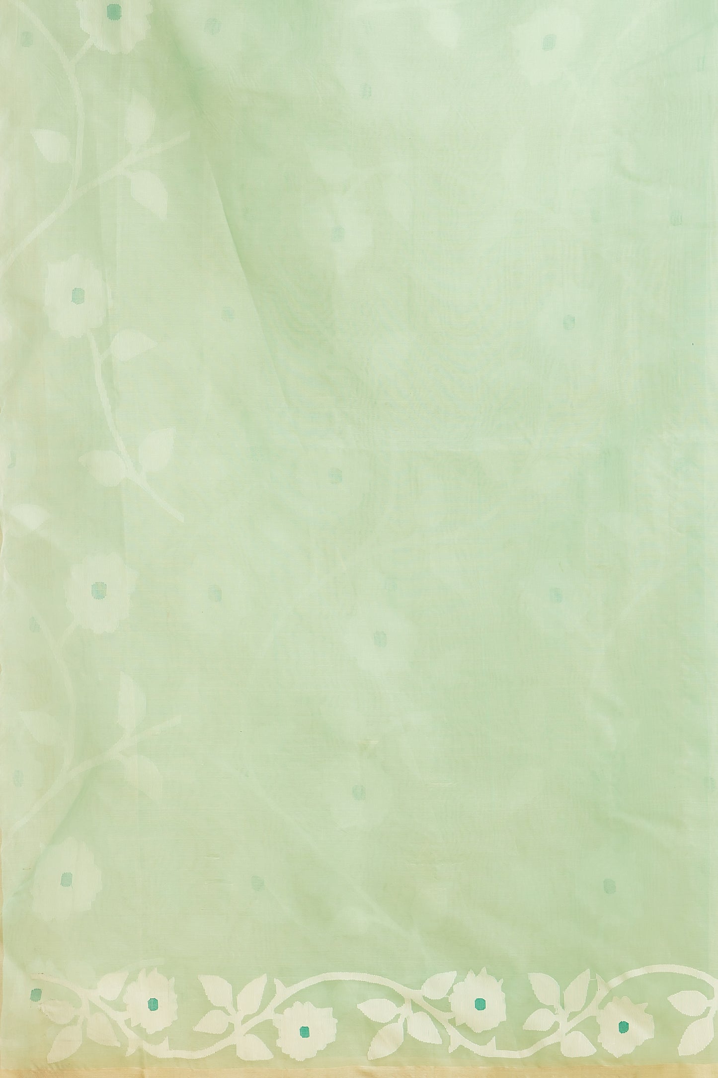 Hand Made Jamdani Saree With Pastel Green - 094