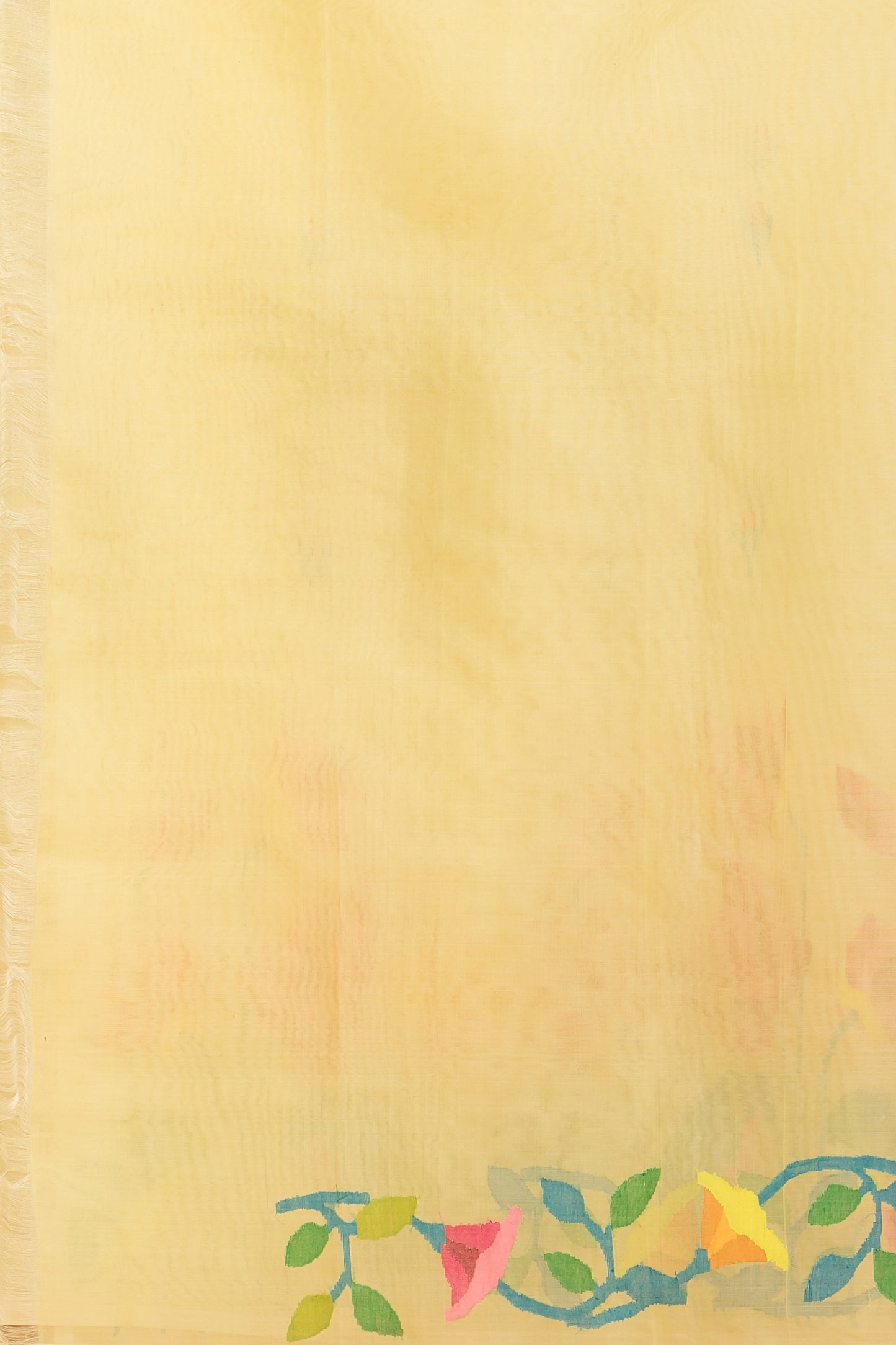Hand Made Jamdani Saree With Light Yellow - 041