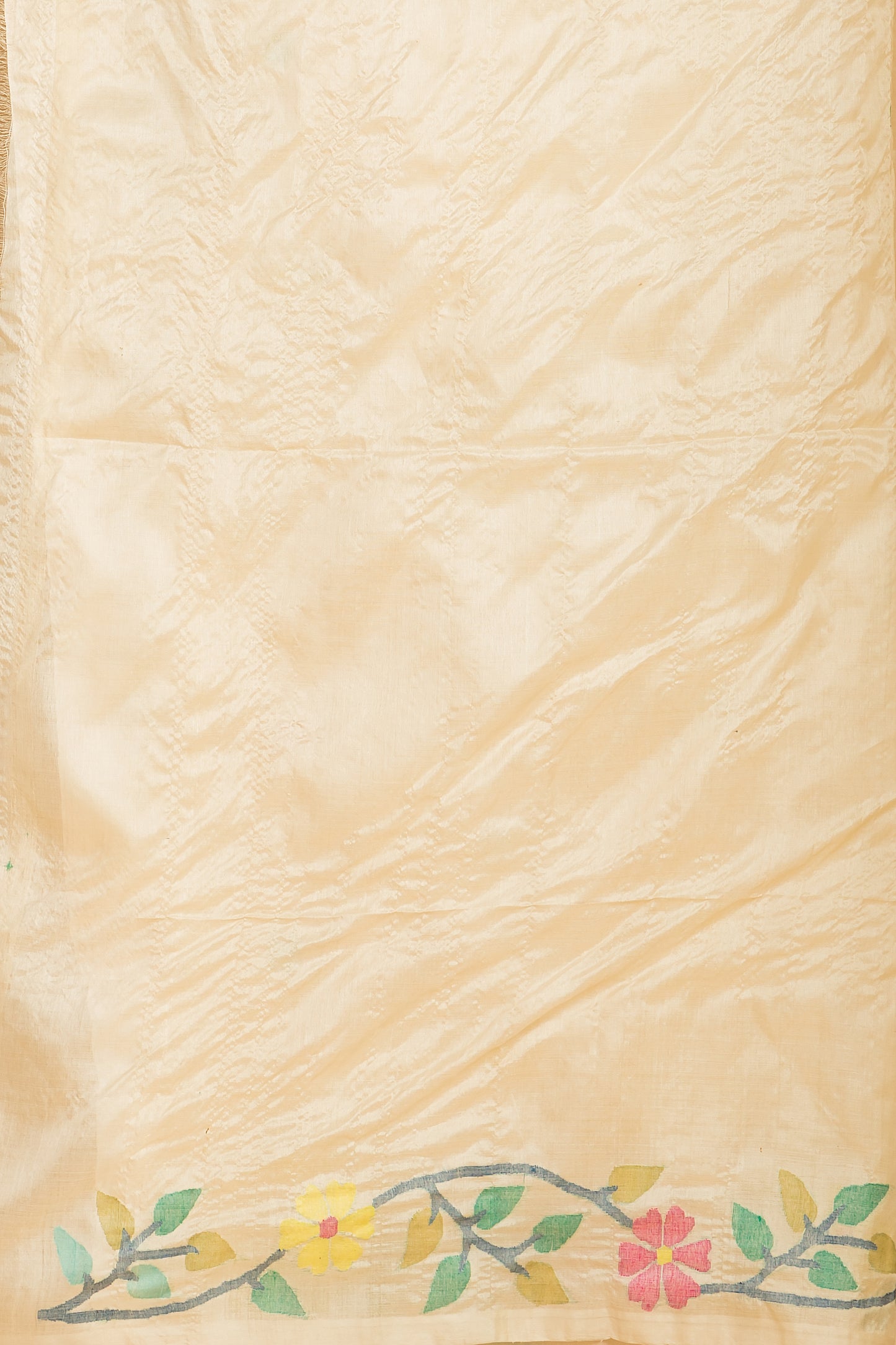 Handwoven Pure Jamdani Muslin Saree  |  Warm Ivory