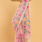 Hand Made Jamdani Saree With Rose Pink - 036