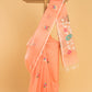 Hand Made Jamdani Saree With Coral Orange - 035
