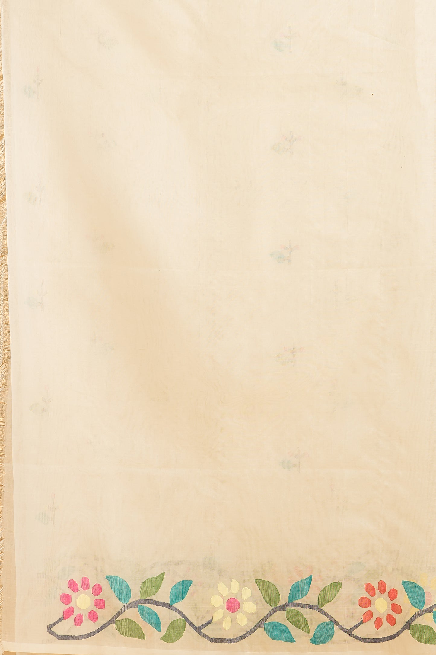 Hand Made Jamdani Saree With Linen White - 065