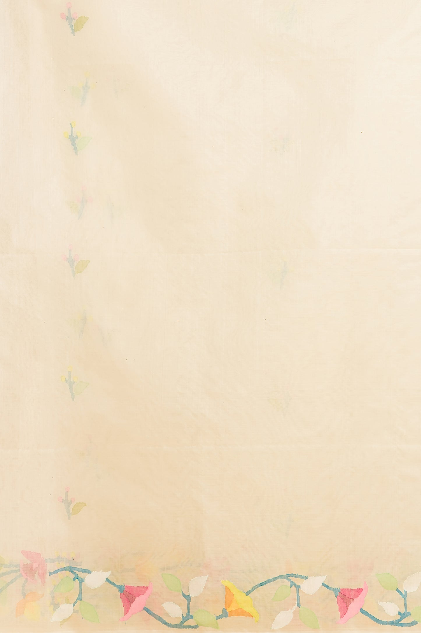 Hand Made Jamdani Saree With Snow White - 064