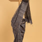 Hand Made Jamdani Saree With Smoke Black - 096