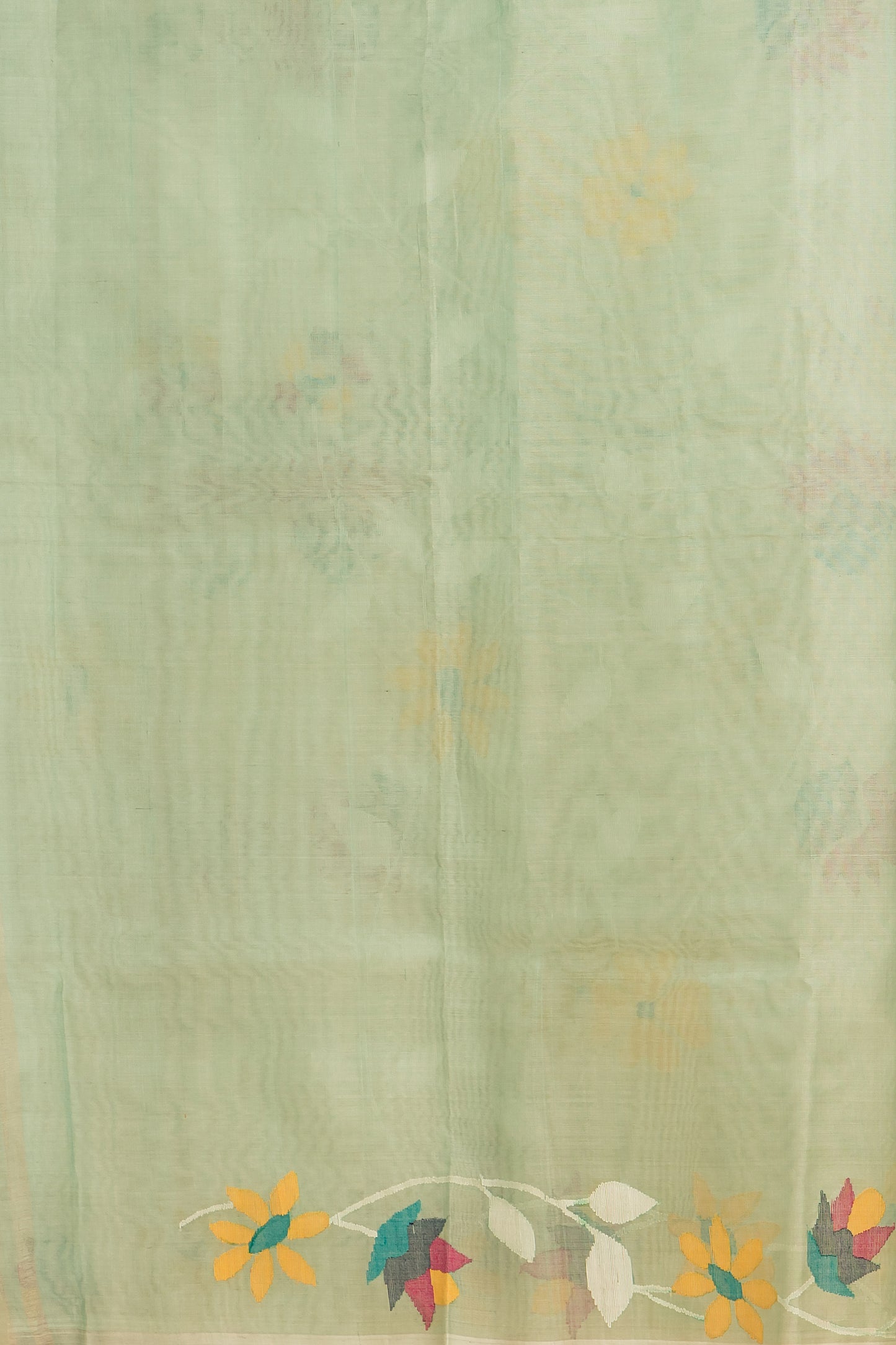 Hand Made Jamdani Saree With Jade Green - 061