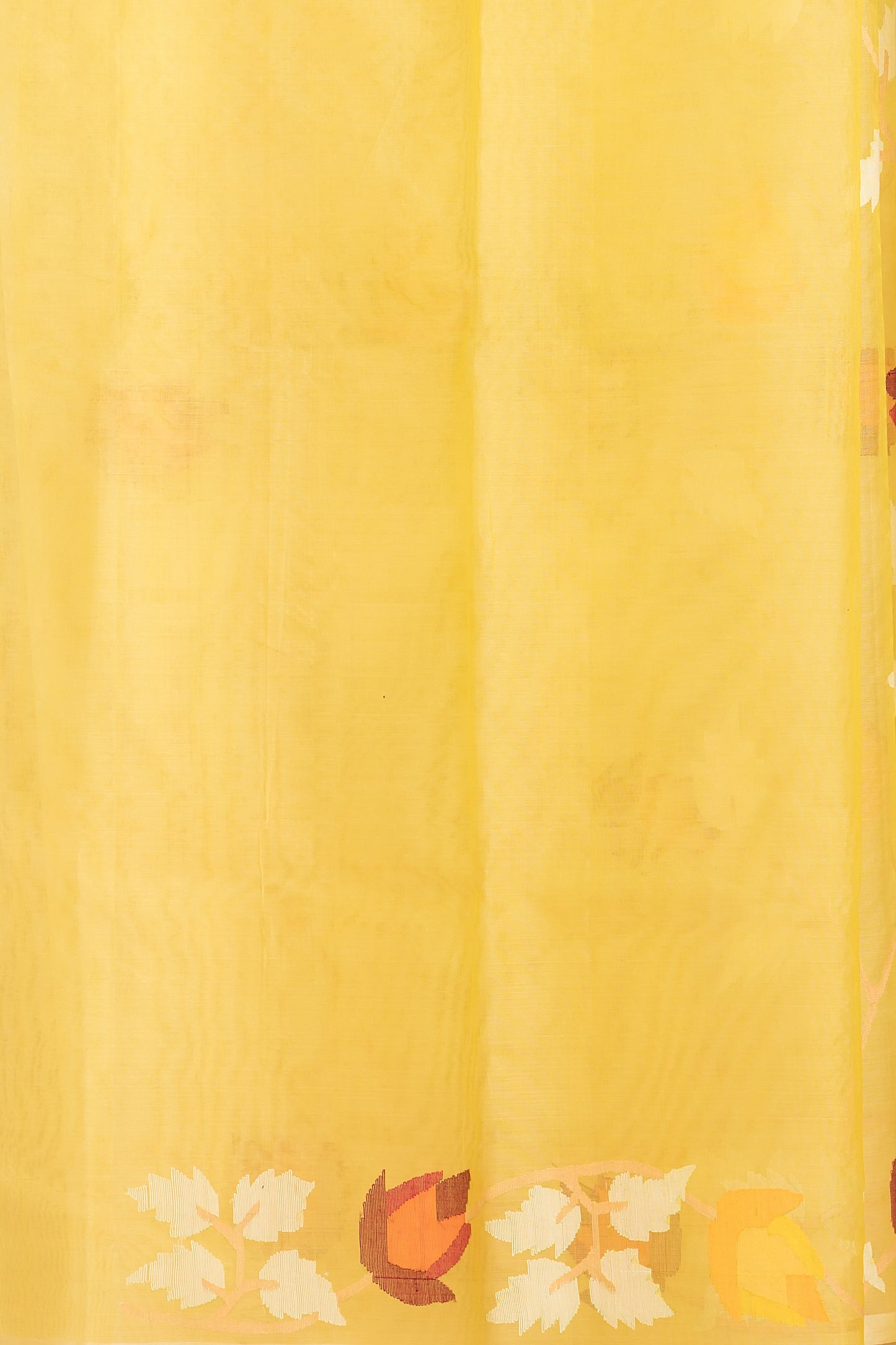 Hand Made Jamdani Saree With Lemon Yellow - 058