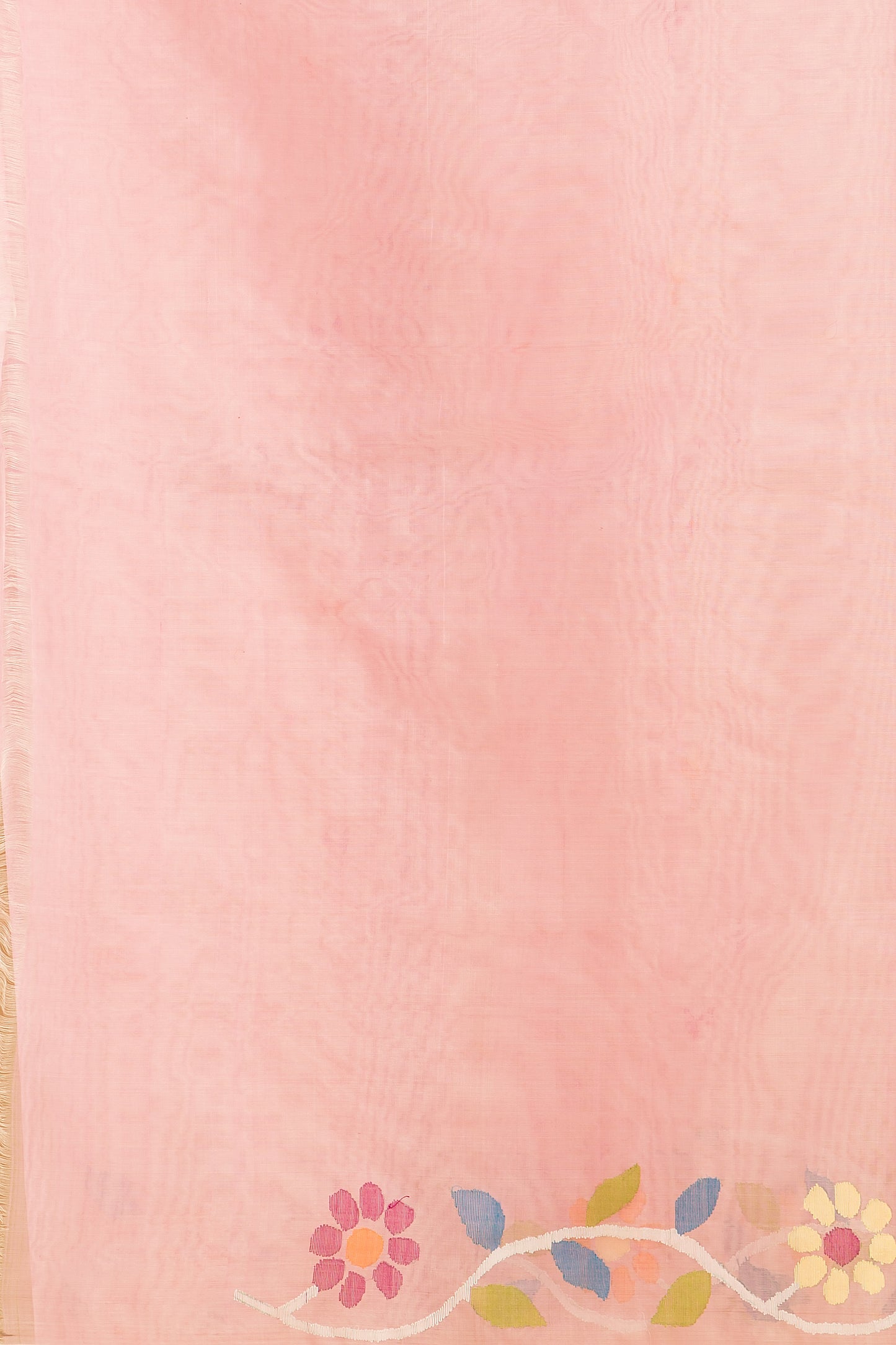 Hand Made Jamdani Saree With Baby Pink - 056