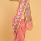 Hand Made Jamdani Saree With Coral Pink - 055
