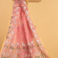 Hand Made Jamdani Saree With Coral Pink - 055