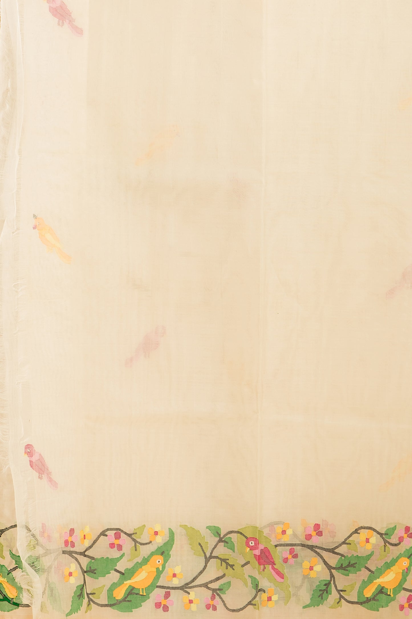 Hand Made Jamdani Saree With Frost White - 054
