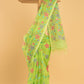 Hand Made Jamdani Saree With Neon Green - 053