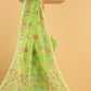 Hand Made Jamdani Saree With Neon Green - 053