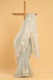 Hand Made Jamdani Saree With Light Green - 098
