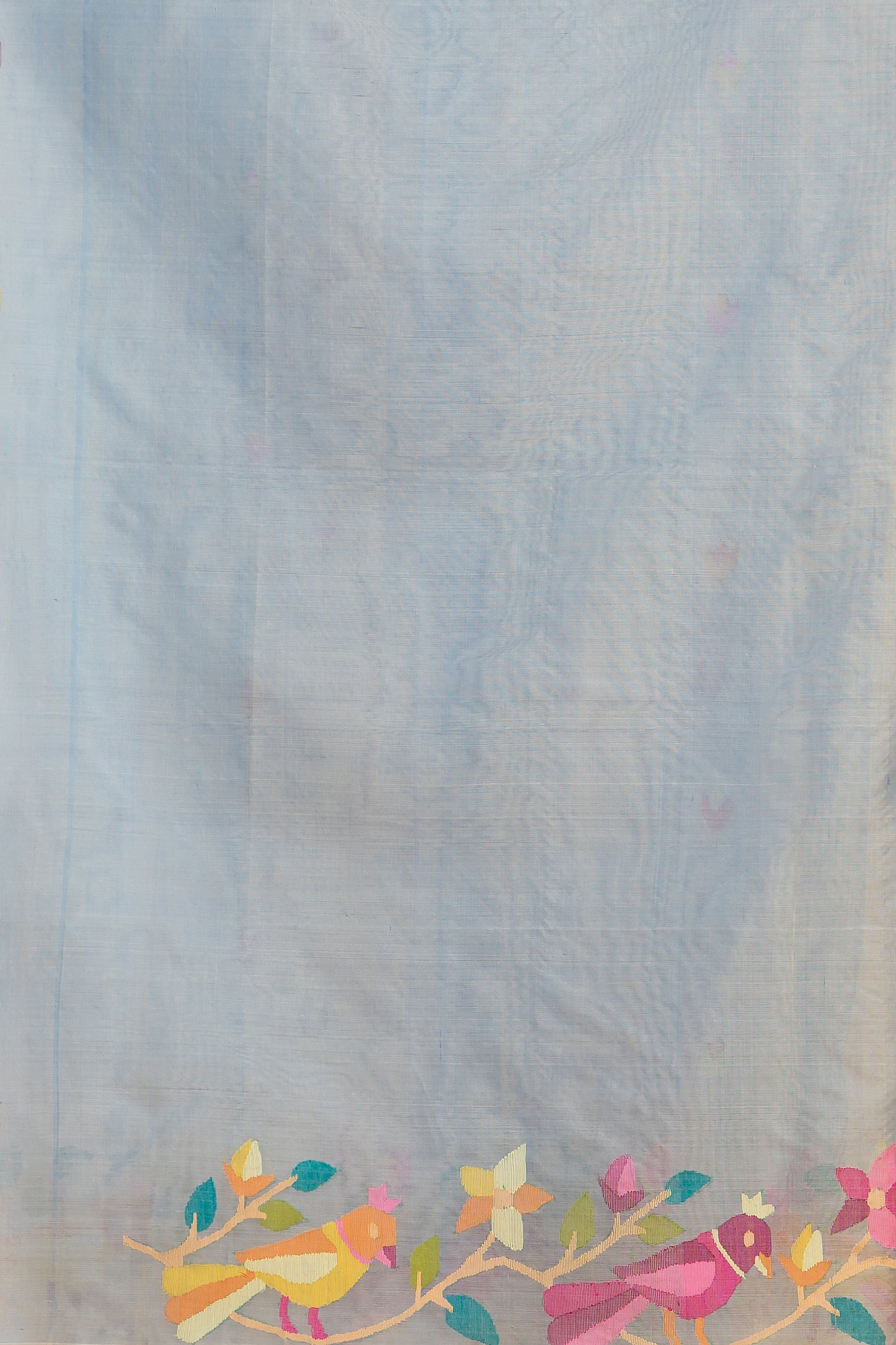 Hand Made Jamdani Saree With Pigeon Blue - 051