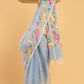 Hand Made Jamdani Saree With Pigeon Blue - 051