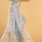 Hand Made Jamdani Saree With Pigeon Blue - 051