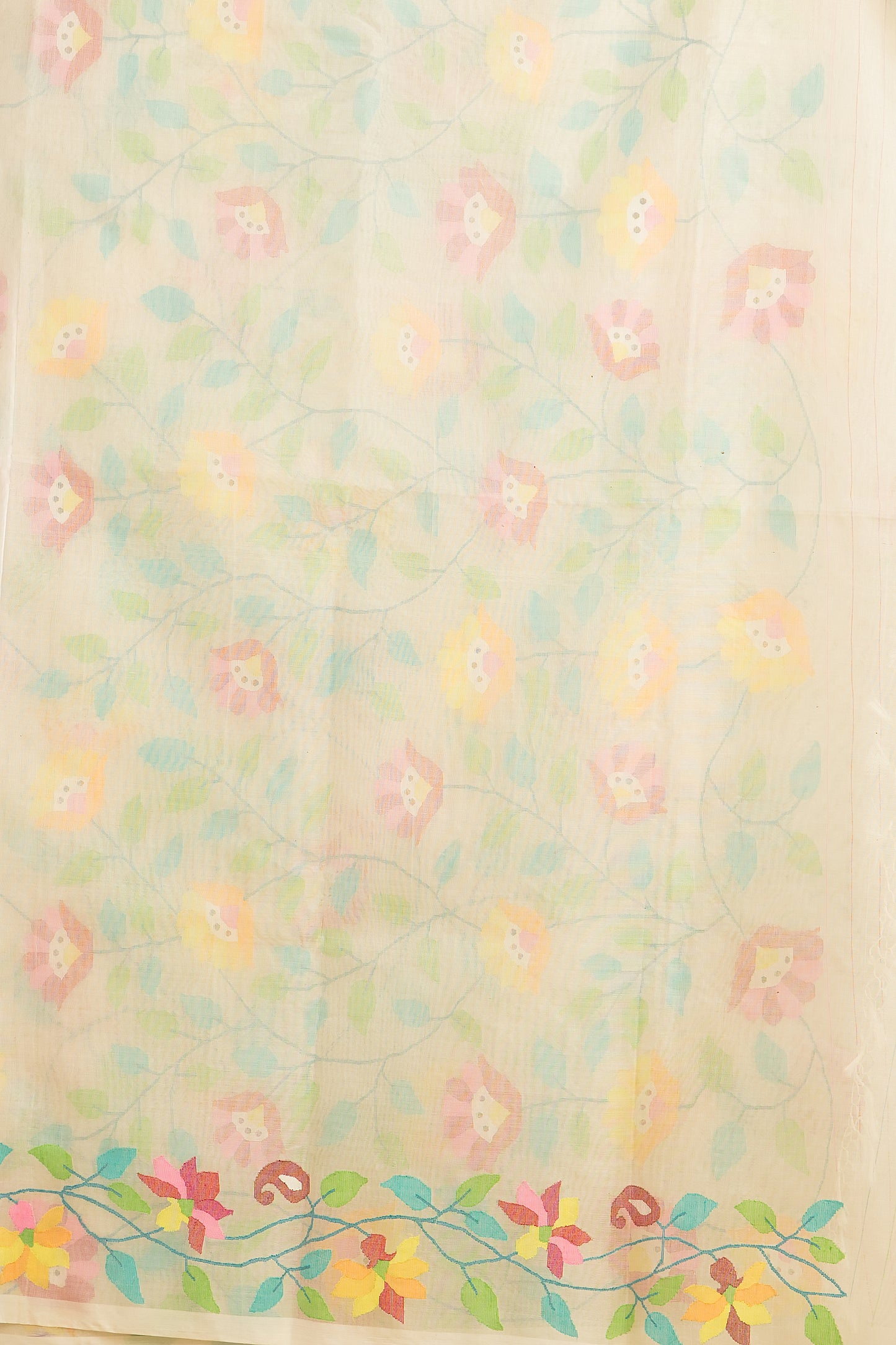 Hand Made Jamdani Saree With Cotton White - 073
