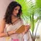 Snow White Pure Hand Made Jamdani Saree - 095