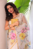 Snow White Pure Hand Made Jamdani Saree - 095