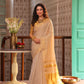 Golden Tissue Silk Saree in Linen White and Golden Pallu - 022