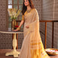 Golden Tissue Silk Saree in Linen White and Golden Pallu - 022