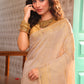 Golden Tissue Silk Saree in Linen White and Golden Pallu - 022