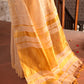 Golden Tissue Silk Saree in Linen White and Golden Pallu - 022