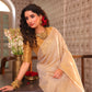 Golden Tissue Silk Saree in Linen White and Golden Pallu - 022