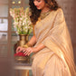 Golden Tissue Silk Saree in Linen White and Golden Pallu - 022