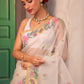 Pearl White Pure Hand Made Jamdani Saree - 101