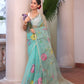Baby Blue Pure Hand Made Jamdani Saree - 098