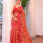 Classic Red Pure Hand Made Jamdani Saree - 093
