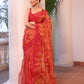 Classic Red Pure Hand Made Jamdani Saree - 093