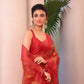 Handwoven Pure Jamdani Muslin Saree  |  Classic Red