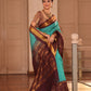 Pure Handloom Korvai Saree | Parrot motifs On Zari Checks | bright Blue