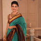 Pure Handloom Korvai Saree | Parrot motifs On Zari Checks | bright Blue