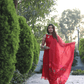 Imperial red Muslin Jamdani 2-Piece Set Kurti & Dupatta (UNSTITCHED) - 367 - indeloom
