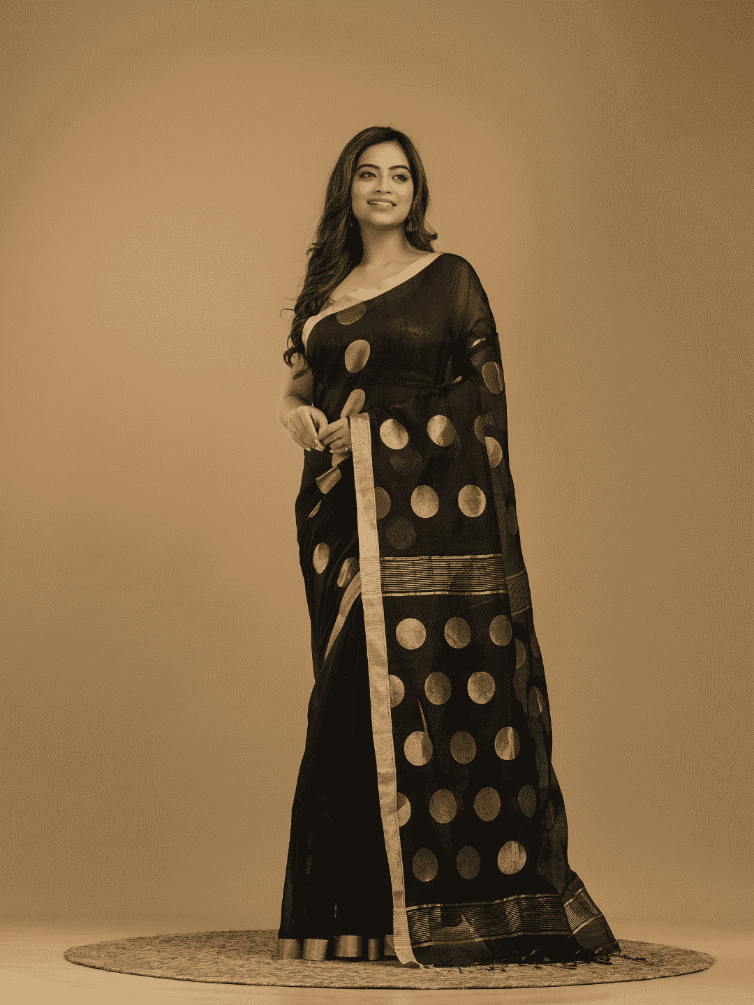 Rich Black Soft Silk Jamdani Saree - 017