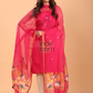 Deep Pink Silk Jamdani 2-Piece Set Kurti & Dupatta (UNSTITCHED) - 067