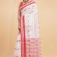 Durga Puja Saree Handloom Cotton Red Border- 015 - indeloom